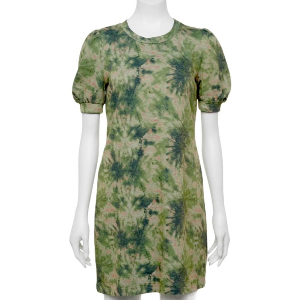 Junior's Girls Lily Rose Puff-Sleeve Short Sleeve French Terry Dress, Size Large